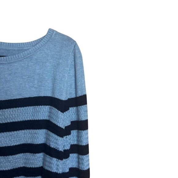 Talbots Tunic Sweater Womens Medium Blue Multicolor Stripe Pullover Boat Neck - Picture 3 of 9
